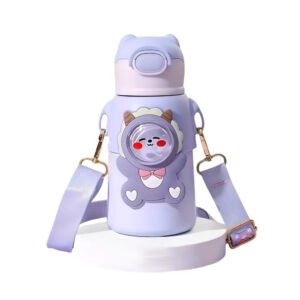 Garrafa Térmica Infantil 500ml – Inox, Escolar, com Canudo Dobrável e Alça