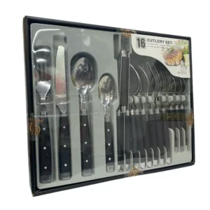 Conjunto Faqueiro de Talheres Inox Supreme Black com 16 Peças