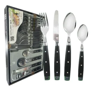 Conjunto Faqueiro de Talheres Inox Supreme Black com 16 Peças