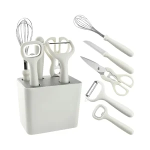 Kit de Utensílios de Cozinha com 6 Peças Antirrisco em Silicone e Madeira