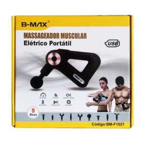 Massageador Muscular Pistola Elétrico Portátil 9 Níveis B‑Max BM‑F1021